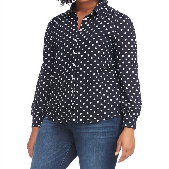 3X MODCLOTH black white retro polka dot blouse top - Picture 2 of 5